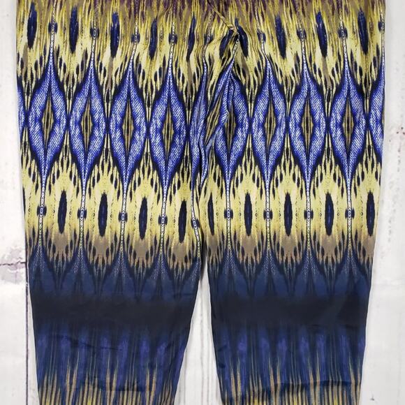 Jaye.e. Multicolor Printed Sheer Button Ankle Pants Women's Size Small - Picture 10 of 12
